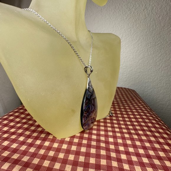 NEW Silver & Genuine Abalone Shell Pendant - Picture 2 of 6